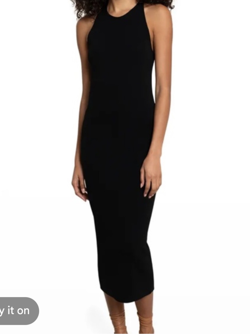 A.L.C. Black Ribbed Knit Racerback Midi Dress
